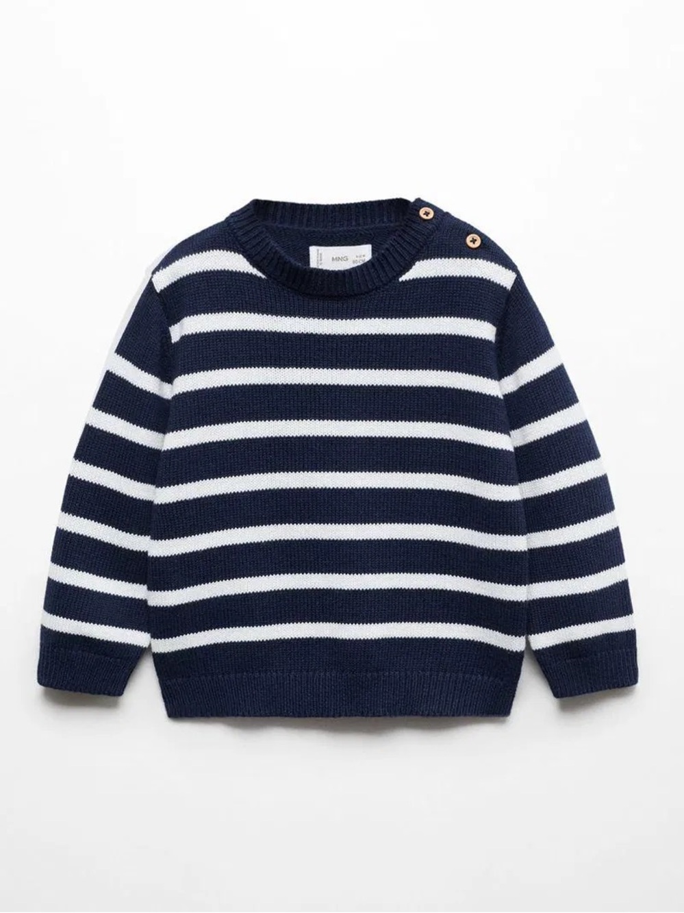 Mango Stripe Button Detail Jumper; Navy & White; Size: 18-24